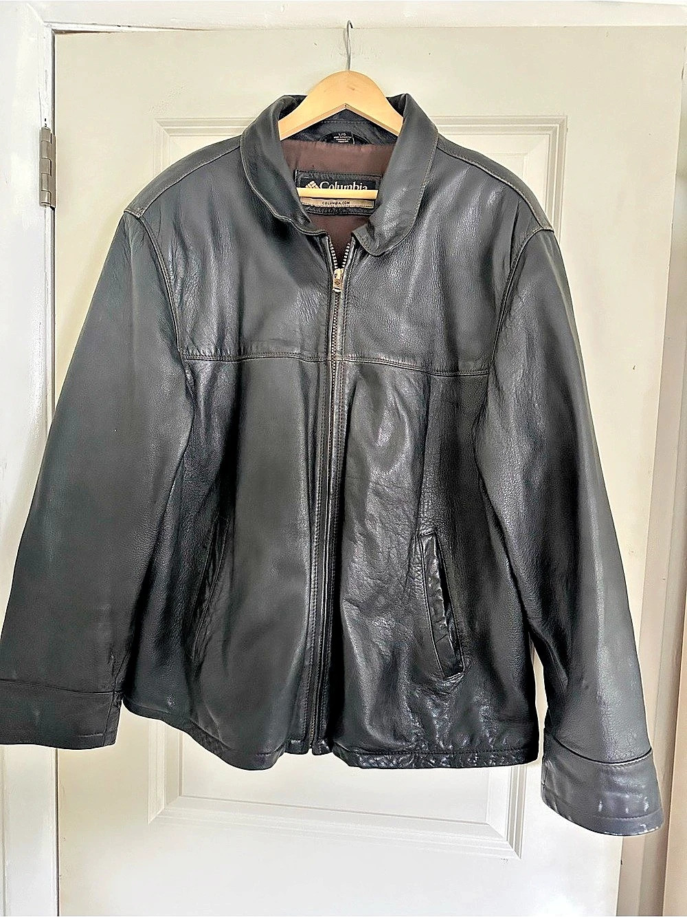 Vintage Columbia Black Genuine Leather Jacket Size Large